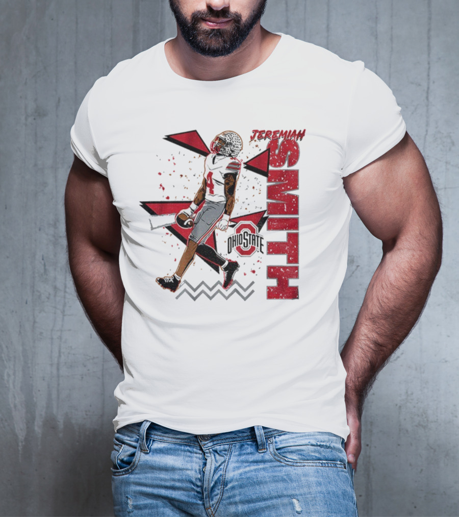 Ohio State Buckeyes Football Jeremiah Smith 90s Style Vintage Red Black Pattern T-Shirt