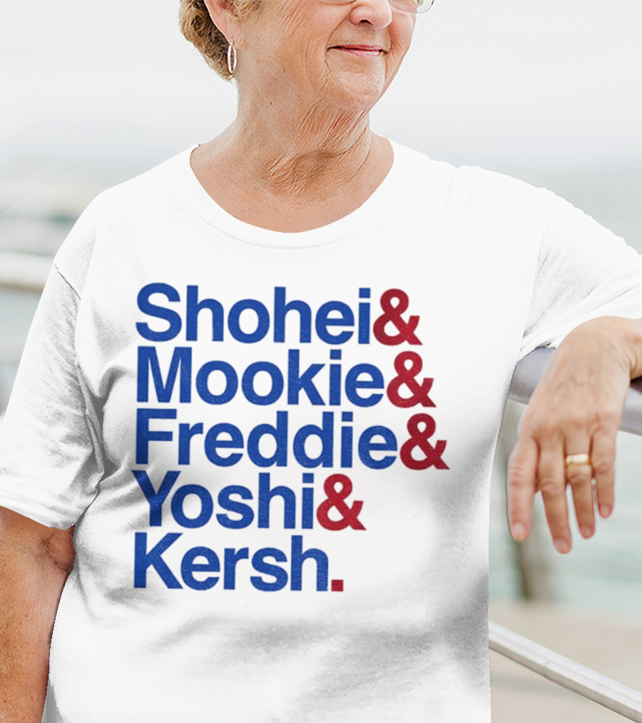 Shohei Mookie Freddie Yoshi Kersh Los Angeles Dodgers Baseball Ampersand Stars 2025 T-Shirt