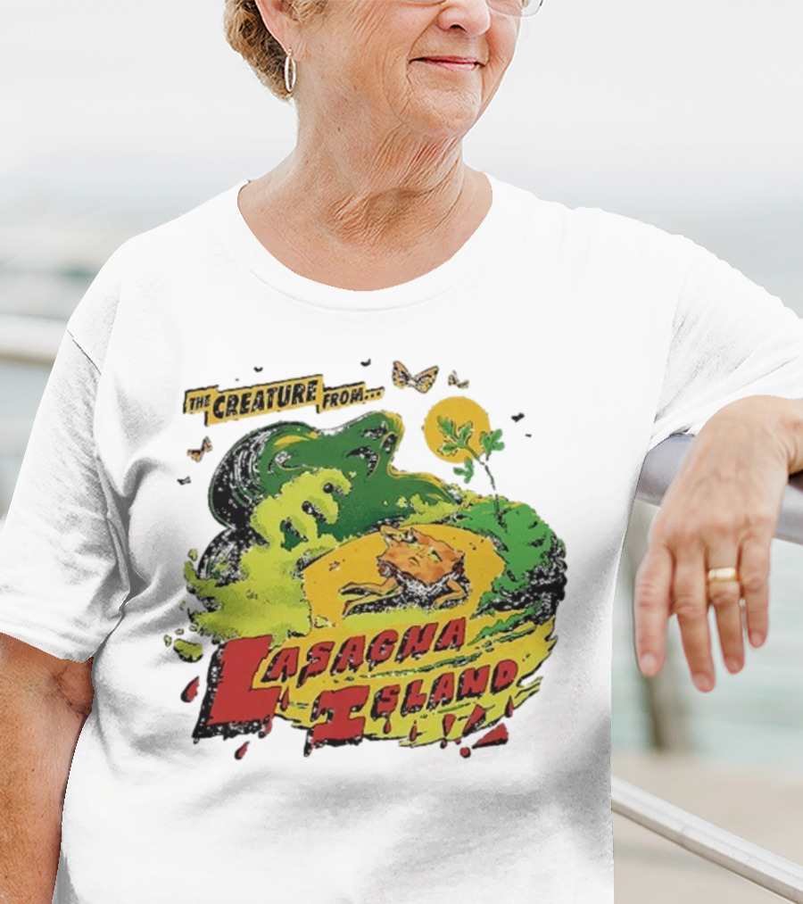 The Creature From Lasagna Island Vintage Horror Design October 2025 T-Shirt