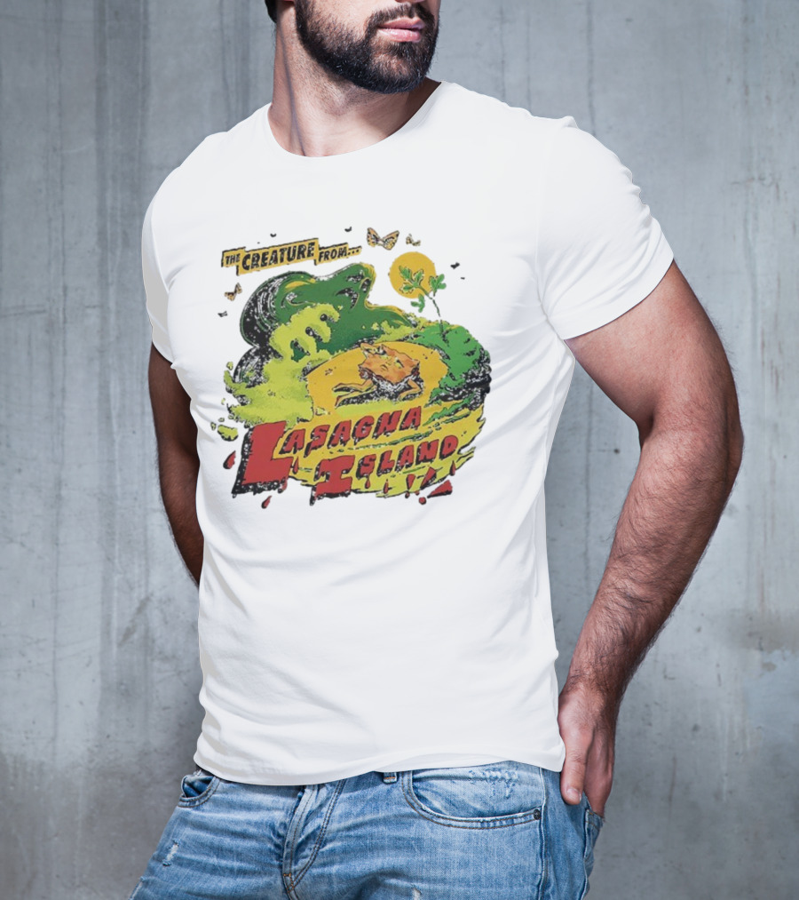 The Creature From Lasagna Island Vintage Horror Design October 2025 T-Shirt