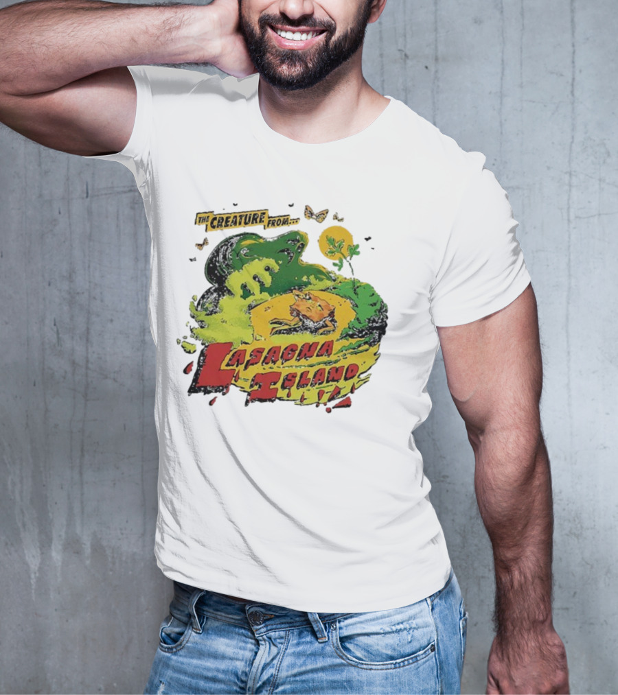 The Creature From Lasagna Island Vintage Horror Design October 2025 T-Shirt