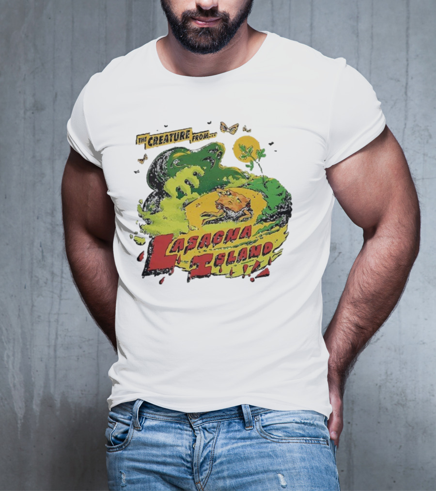 The Creature From Lasagna Island Vintage Horror Design October 2025 T-Shirt