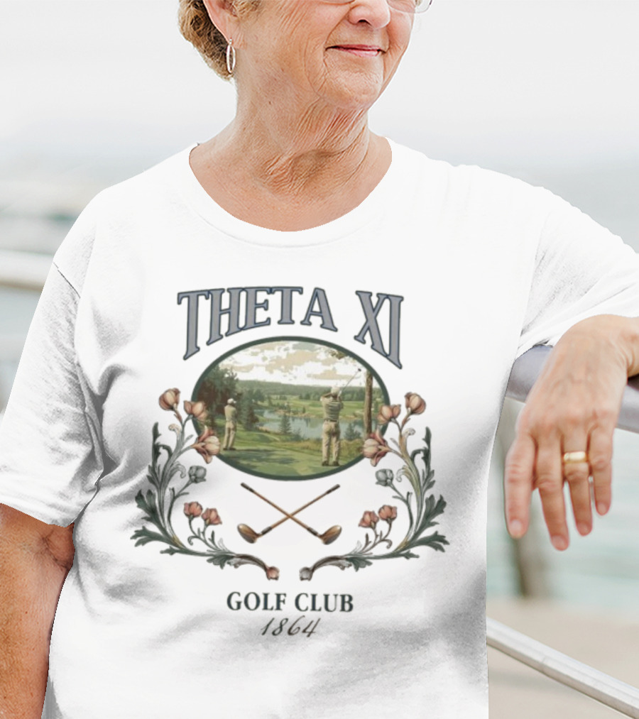 Theta Xi Golf Club 1864 Vintage Landscape And Floral Accents T-Shirt