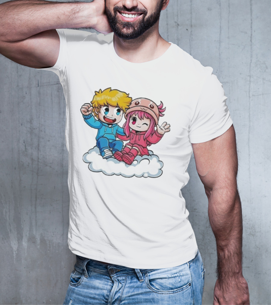 Ukri Et Lea Bio Cute Cartoon Characters On Cloud T-Shirt
