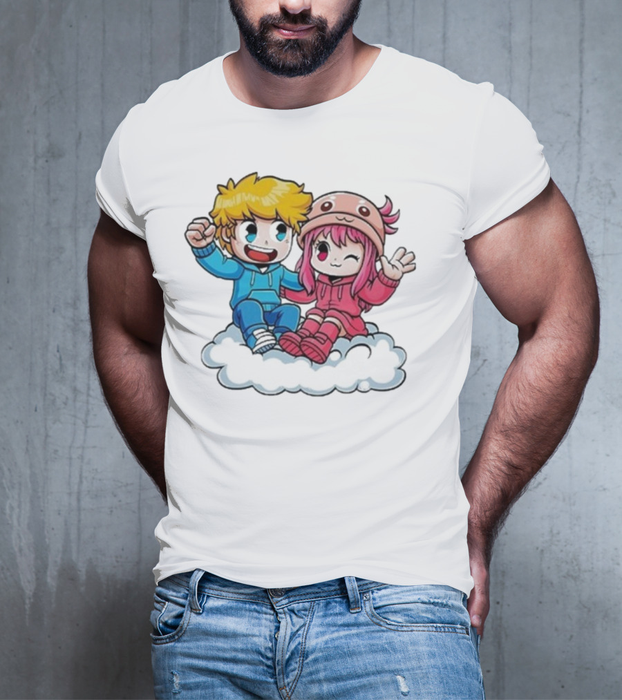 Ukri Et Lea Bio Cute Cartoon Characters On Cloud T-Shirt
