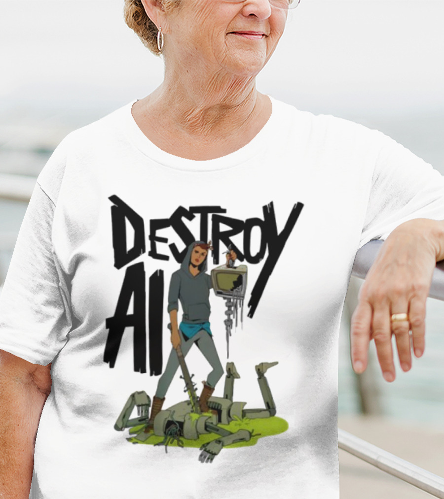 "Aftermath Destroy AI Futuristic Battle Scene" T-Shirt