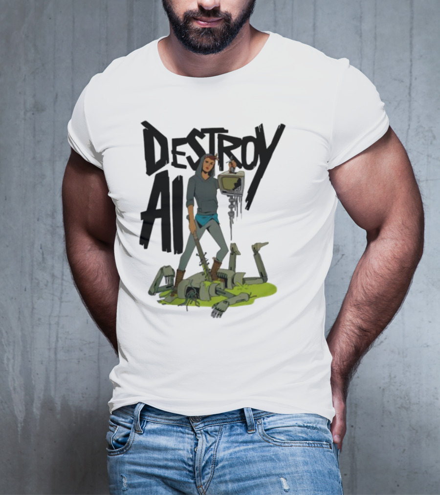 "Aftermath Destroy AI Futuristic Battle Scene" T-Shirt