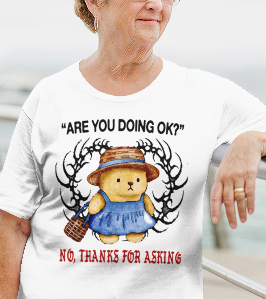 No Thanks For Asking Bear In Blue Dress With Straw Hat T-Shirt