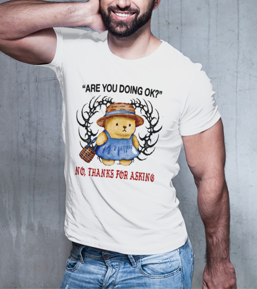 No Thanks For Asking Bear In Blue Dress With Straw Hat T-Shirt