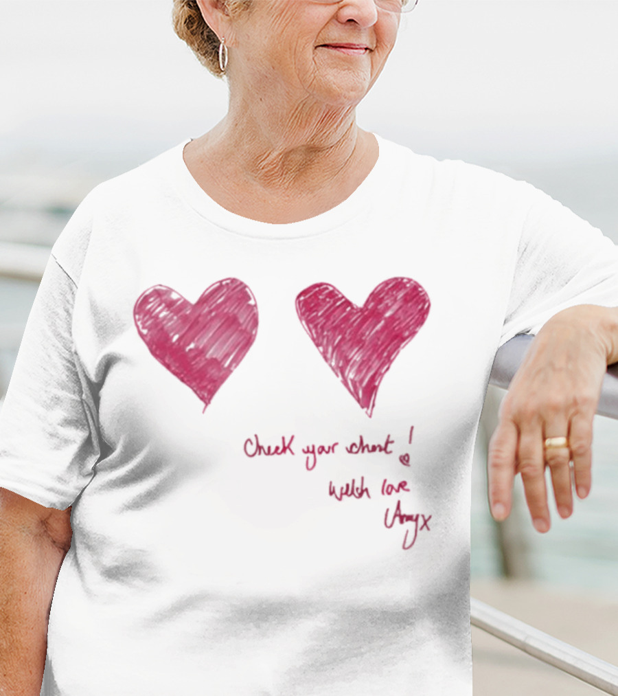 Check Your Chest Heart Design Breast Cancer Awareness With Love Uxy T-Shirt