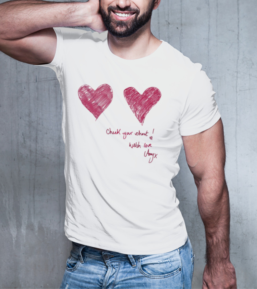 Check Your Chest Heart Design Breast Cancer Awareness With Love Uxy T-Shirt