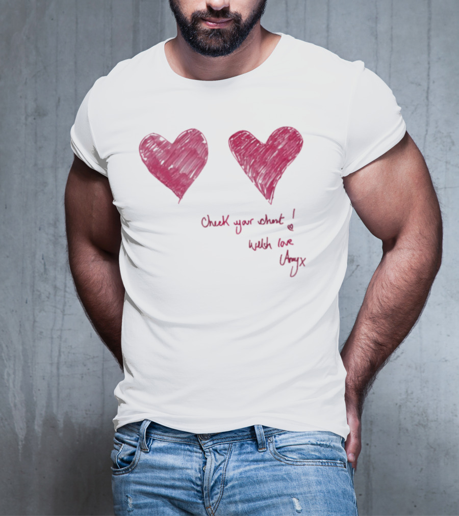 Check Your Chest Heart Design Breast Cancer Awareness With Love Uxy T-Shirt