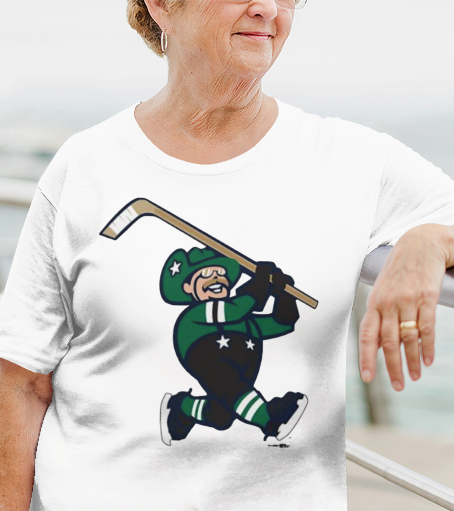 Frisco RoughRiders Dallas Stars Night Mascot Skating Youth Hockey T-Shirt