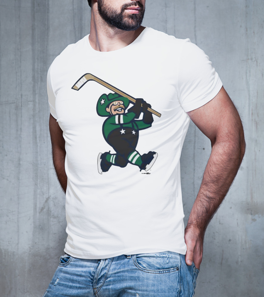 Frisco RoughRiders Dallas Stars Night Mascot Skating Youth Hockey T-Shirt