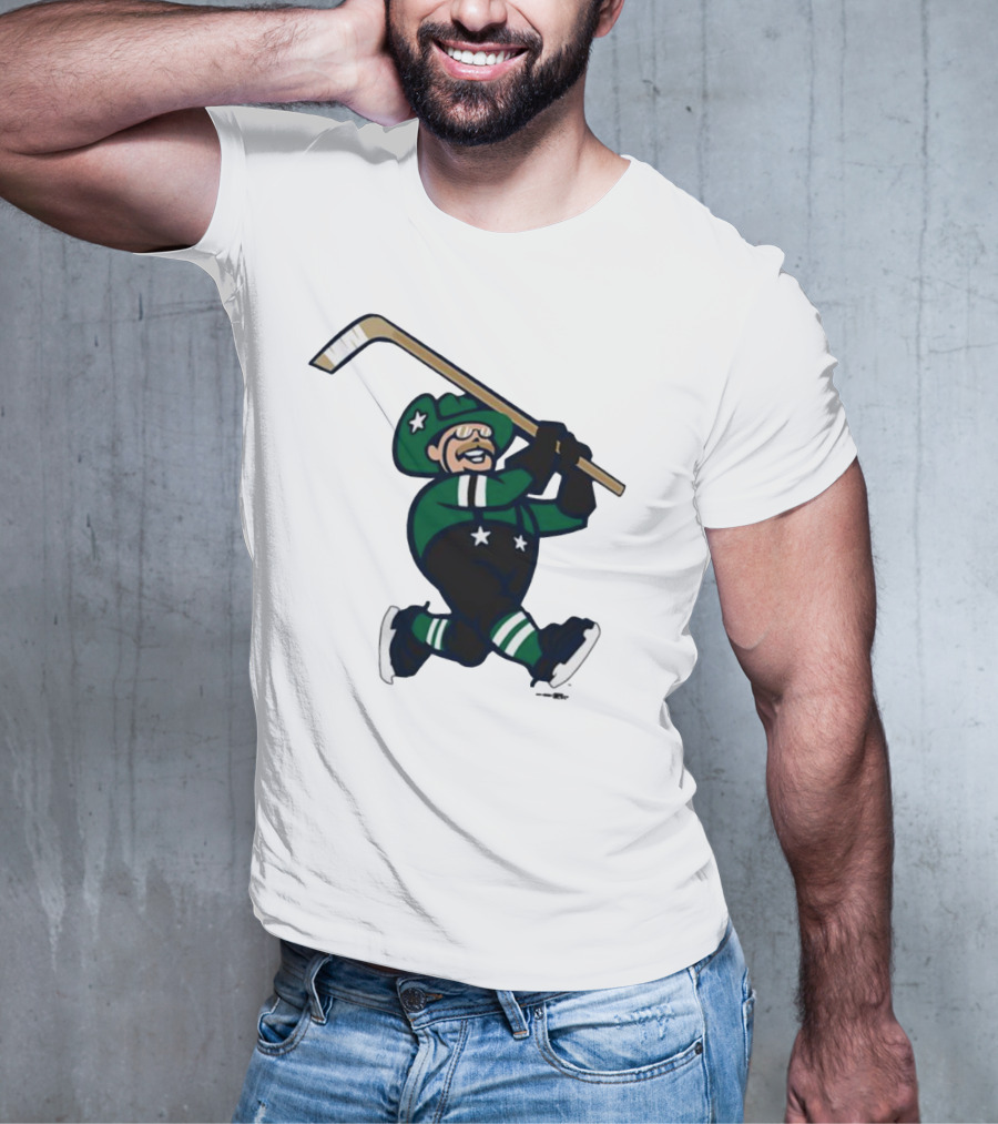 Frisco RoughRiders Dallas Stars Night Mascot Skating Youth Hockey T-Shirt