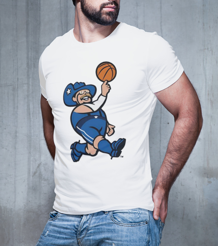 Frisco RoughRiders Dallas Mavericks Crossover Mascot Basketball Cowboy T-Shirt