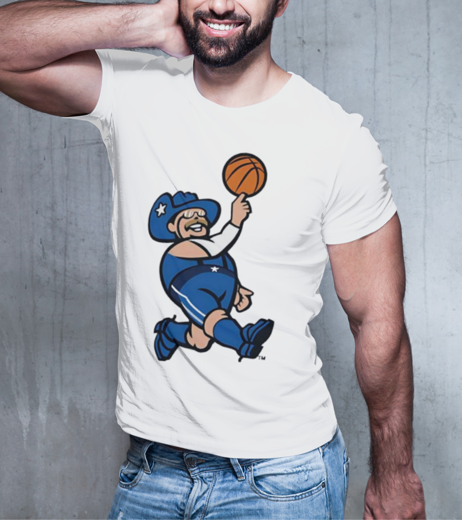 Frisco RoughRiders Dallas Mavericks Crossover Mascot Basketball Cowboy T-Shirt