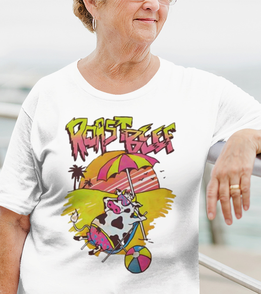 Roast Beef Sunbathing Cow Graphic Gaten Matarazzo Dustin Stranger Things T-Shirt