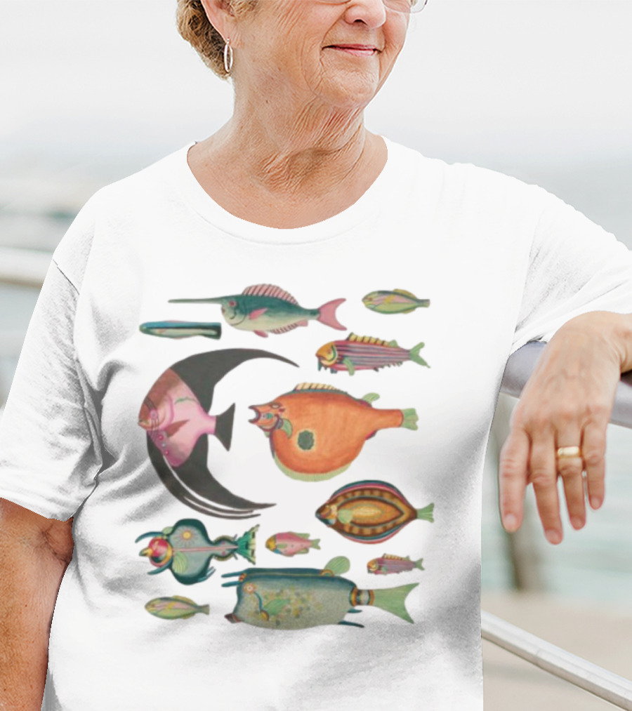 K45ink Fugly Fish Large Colorful Artistic Surreal Ocean Creatures T-Shirt