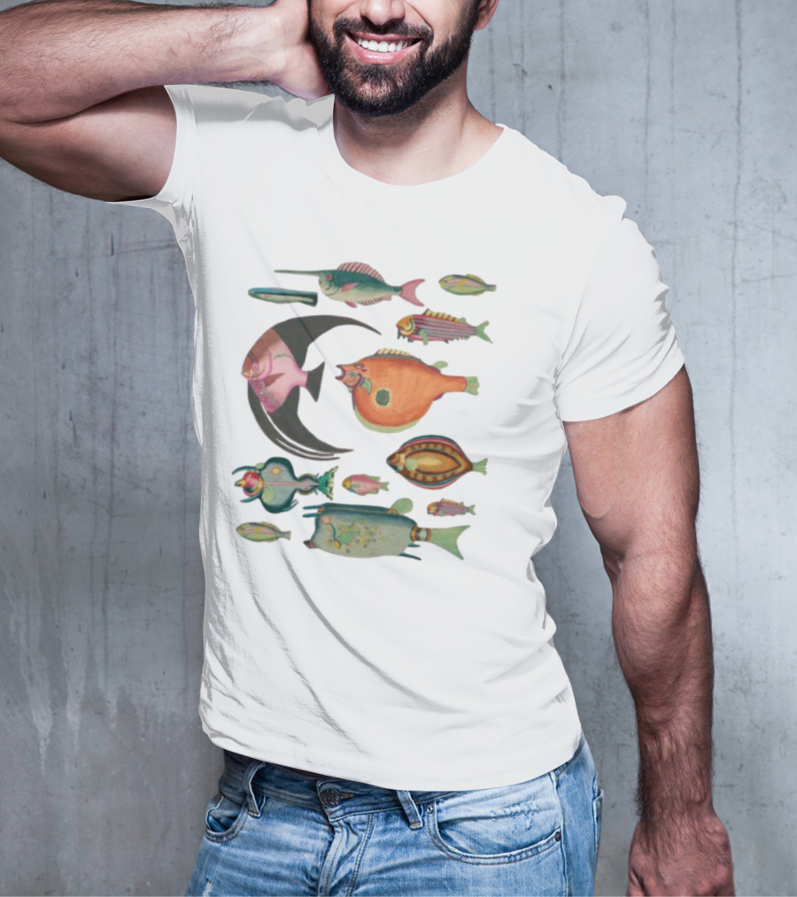 K45ink Fugly Fish Large Colorful Artistic Surreal Ocean Creatures T-Shirt