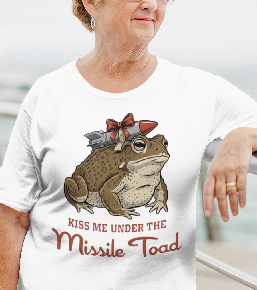 Kiss Me Under The Missile Toad Frog Christmas Holiday Joke T-Shirt