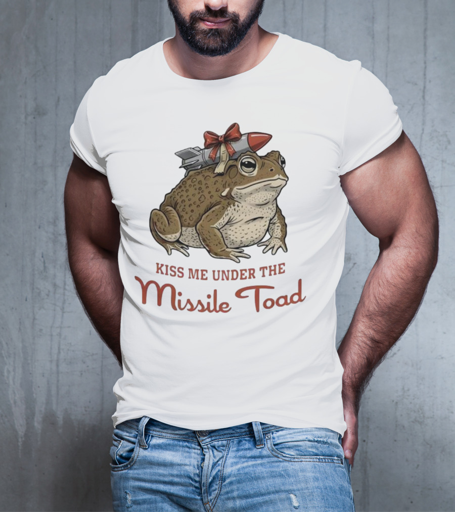Kiss Me Under The Missile Toad Frog Christmas Holiday Joke T-Shirt