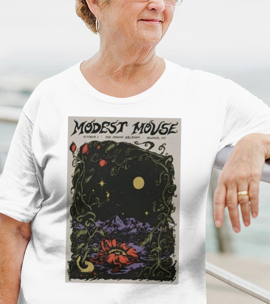 Modest Mouse October 1 The Mission Ballroom Denver CO Moonlit Floral Mountain T-Shirt