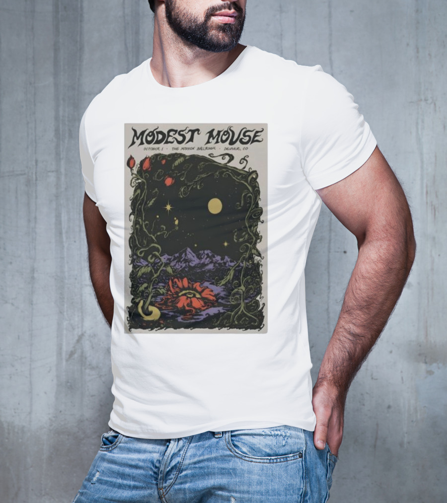 Modest Mouse October 1 The Mission Ballroom Denver CO Moonlit Floral Mountain T-Shirt