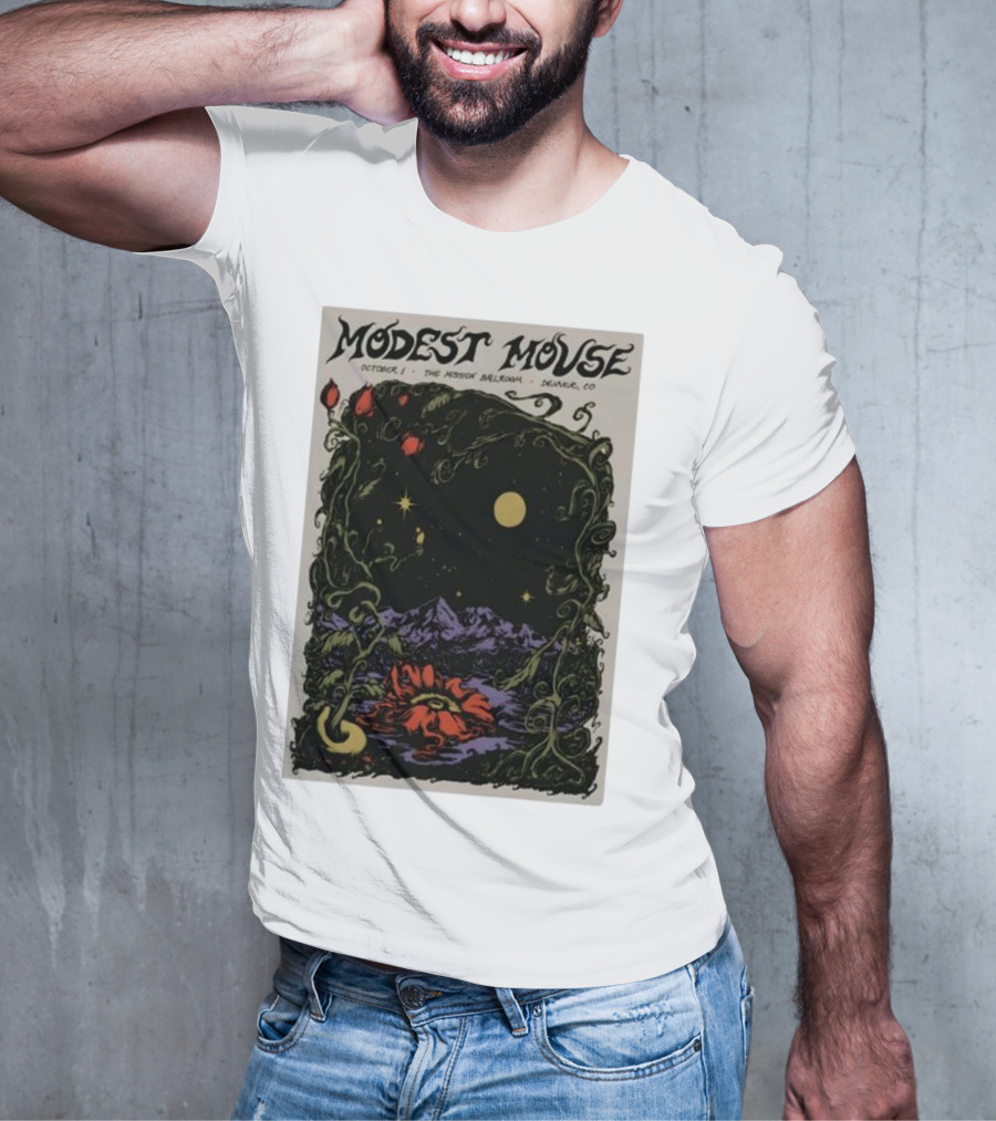 Modest Mouse October 1 The Mission Ballroom Denver CO Moonlit Floral Mountain T-Shirt