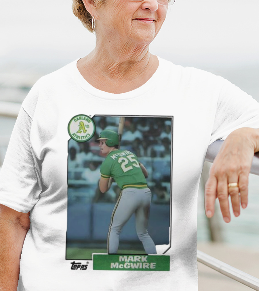 Oakland Athletics Mark McGwire 25 Topps Baseball Player MLB T-Shirt