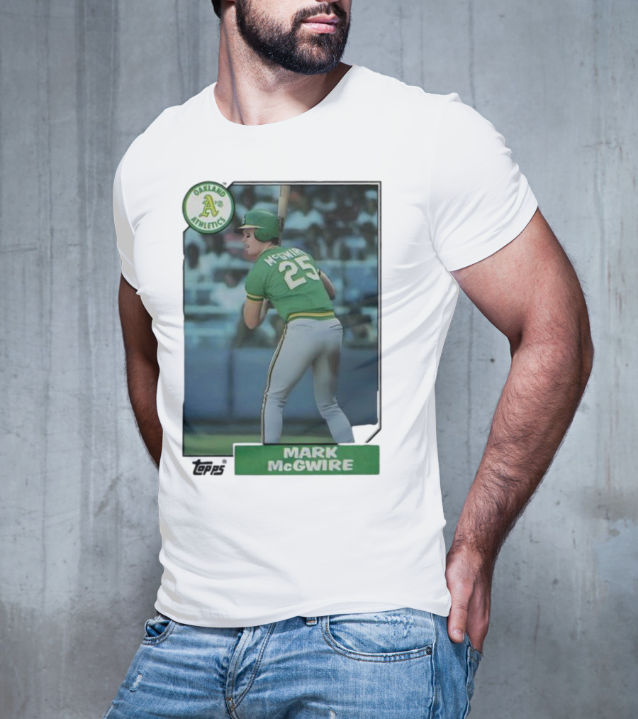 Oakland Athletics Mark McGwire 25 Topps Baseball Player MLB T-Shirt