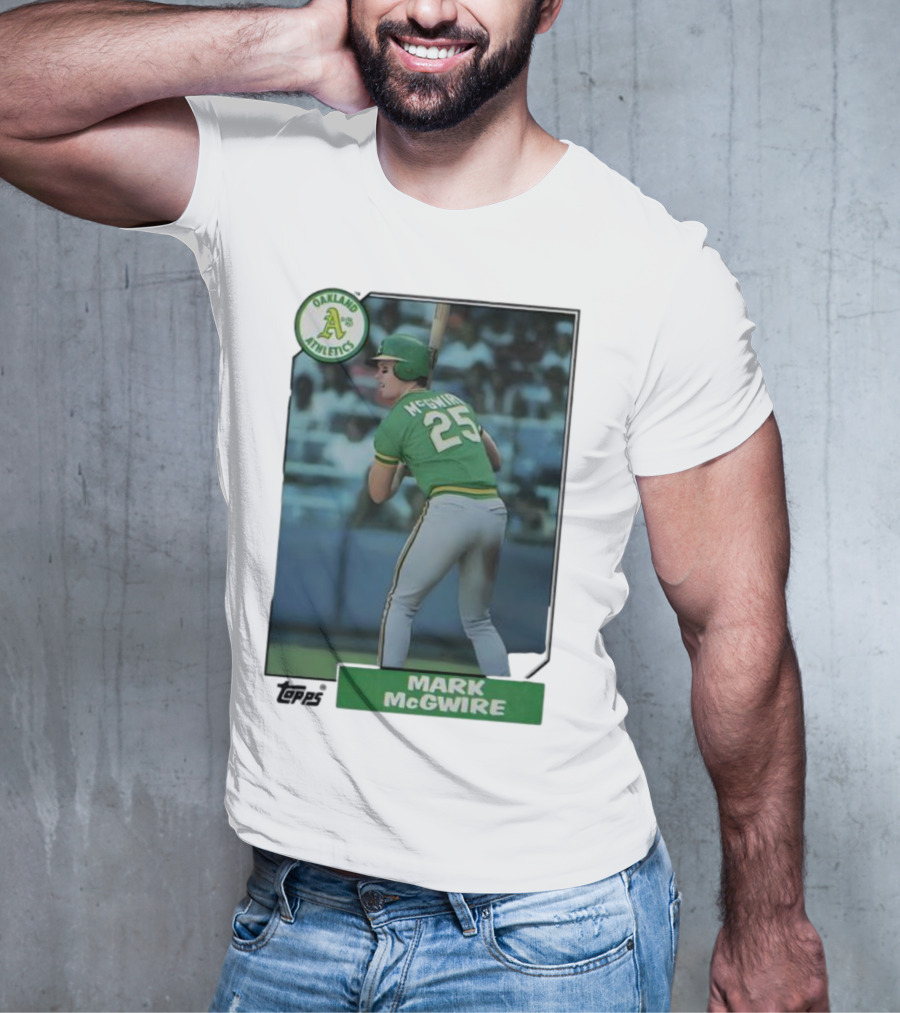 Oakland Athletics Mark McGwire 25 Topps Baseball Player MLB T-Shirt