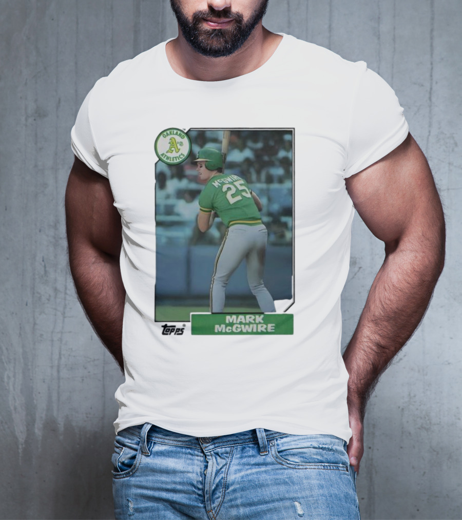 Oakland Athletics Mark McGwire 25 Topps Baseball Player MLB T-Shirt