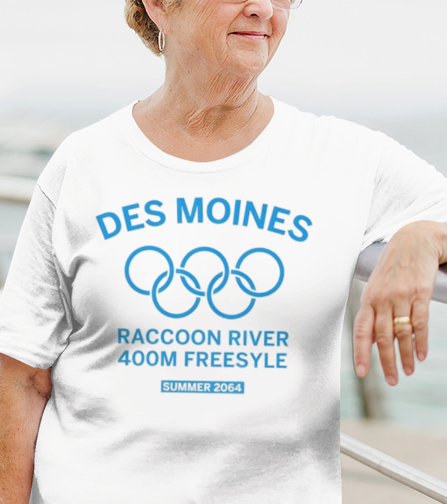 Des Moines Raccoon River 400m Freestyle Summer 2064 Olympic Rings T-Shirt