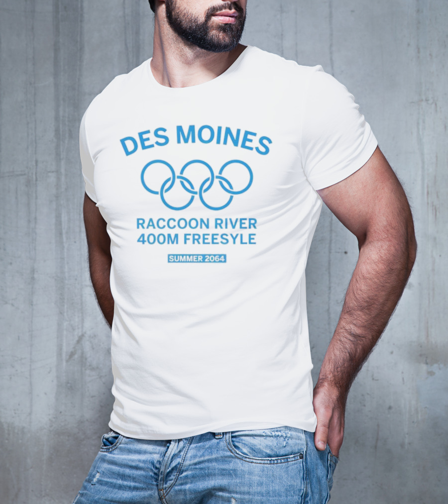 Des Moines Raccoon River 400m Freestyle Summer 2064 Olympic Rings T-Shirt