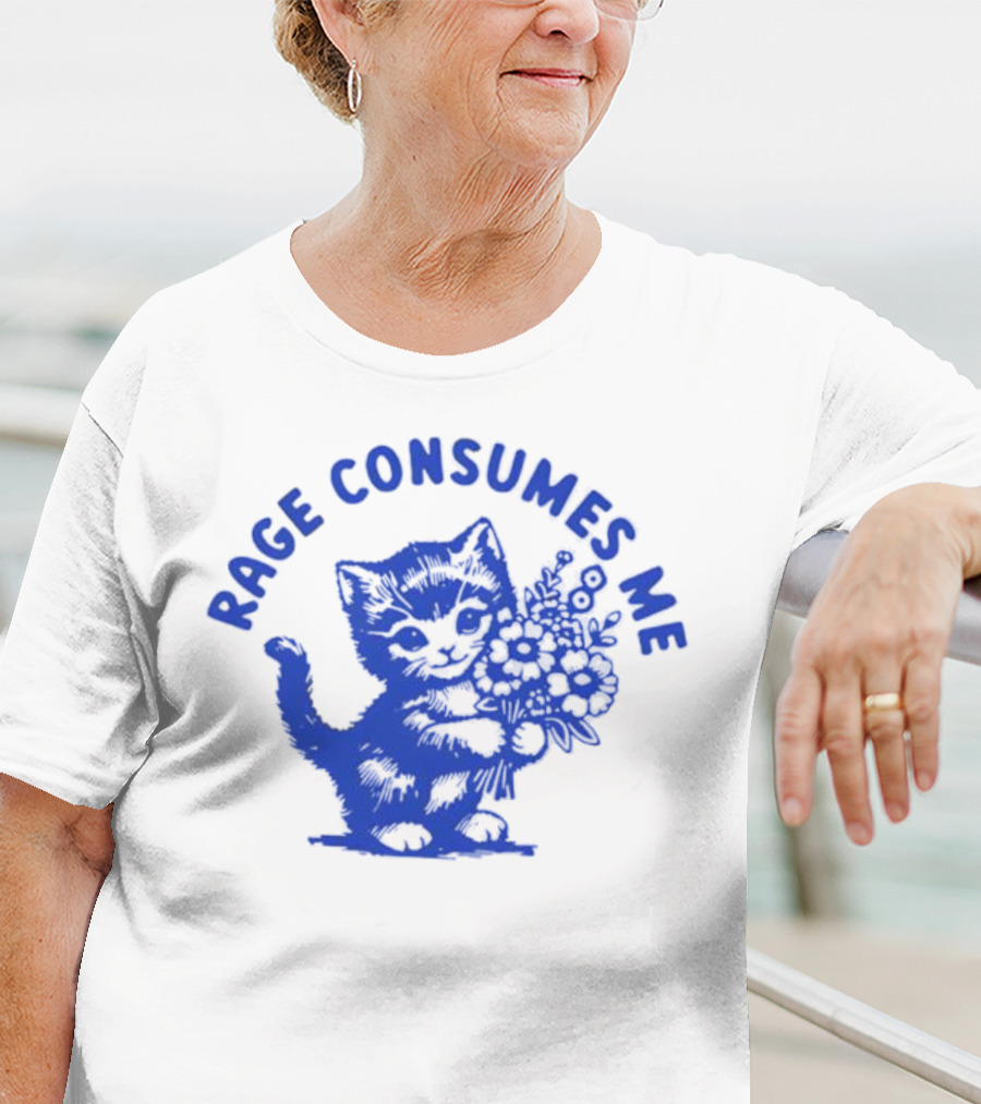 Rage Consumes Me Cat With Flowers T-Shirt
