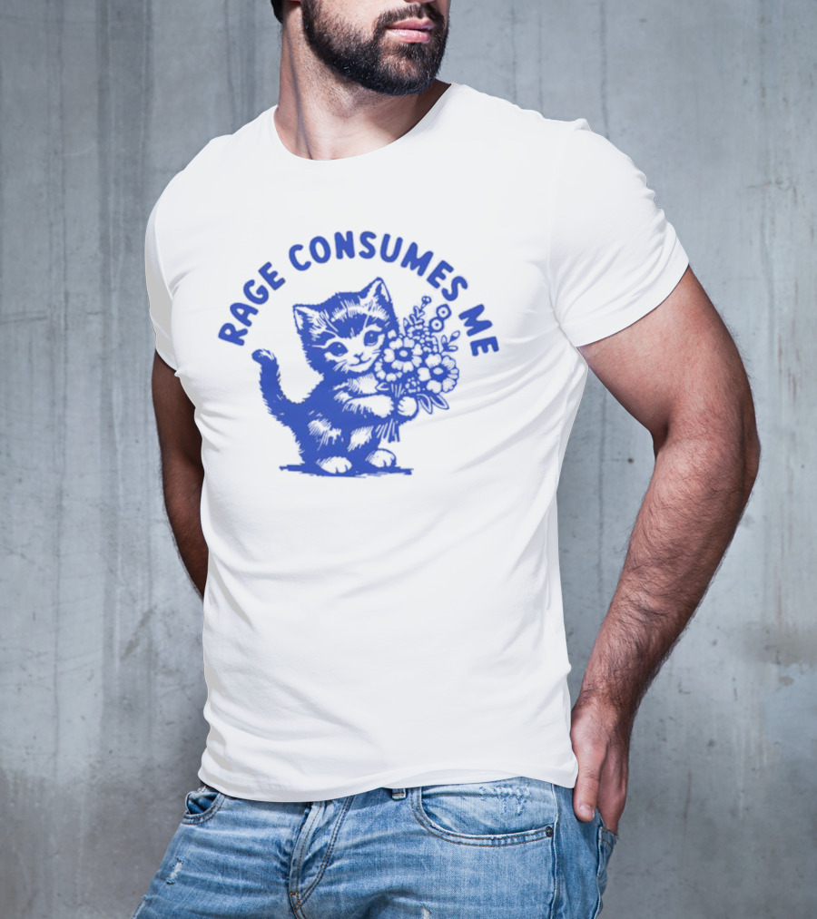 Rage Consumes Me Cat With Flowers T-Shirt