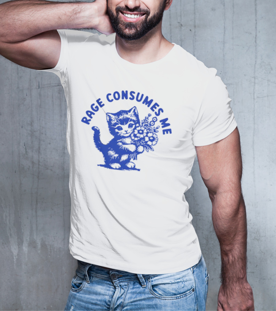 Rage Consumes Me Cat With Flowers T-Shirt