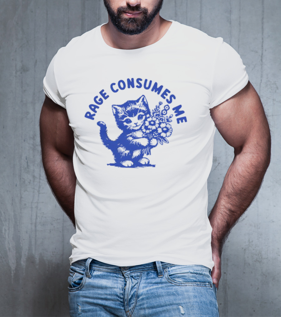 Rage Consumes Me Cat With Flowers T-Shirt