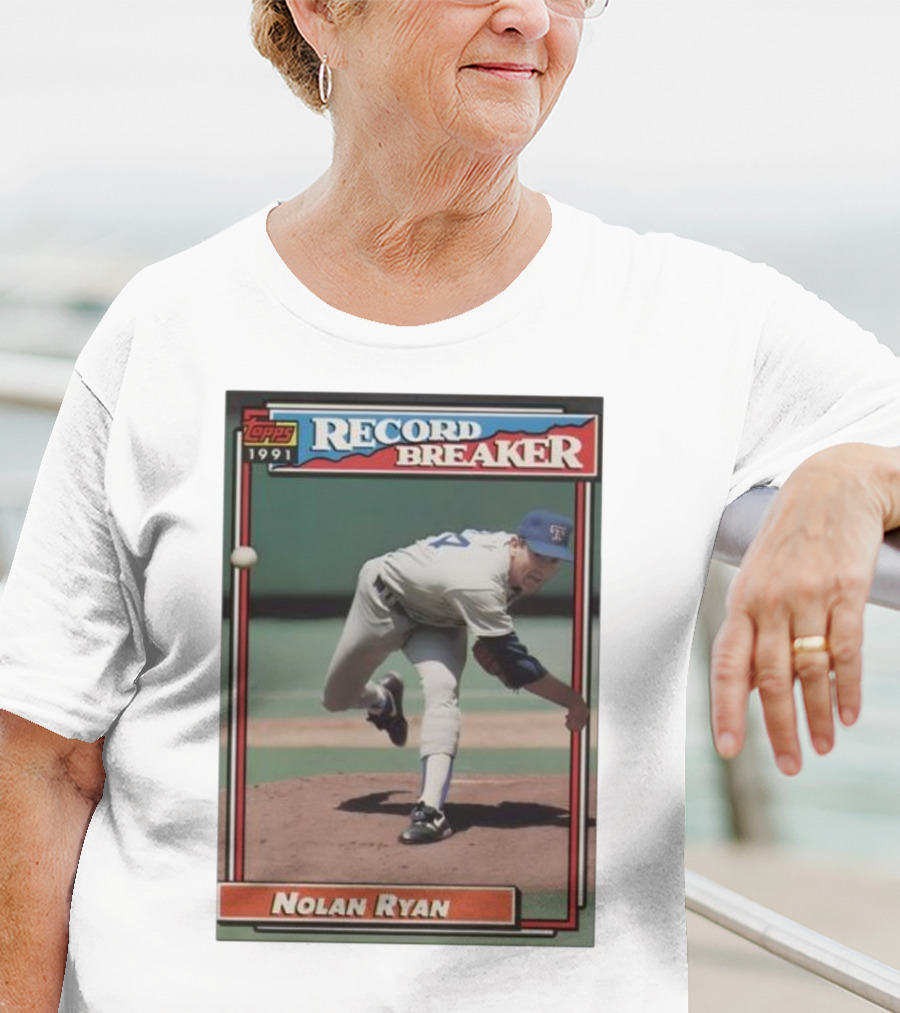 Topps 1991 Nolan Ryan Texas Rangers Record Breaker MLB T-Shirt
