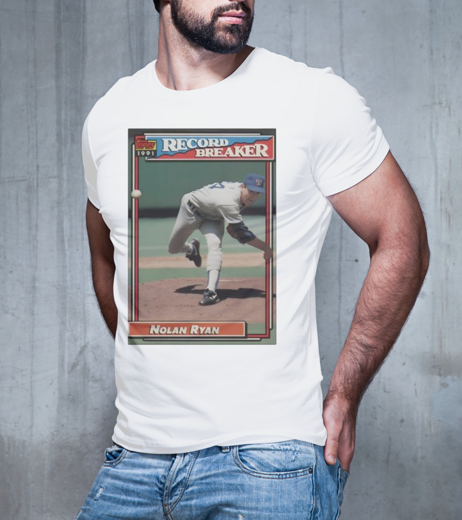 Topps 1991 Nolan Ryan Texas Rangers Record Breaker MLB T-Shirt