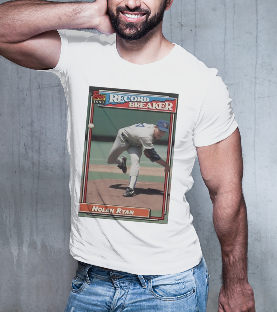 Topps 1991 Nolan Ryan Texas Rangers Record Breaker MLB T-Shirt