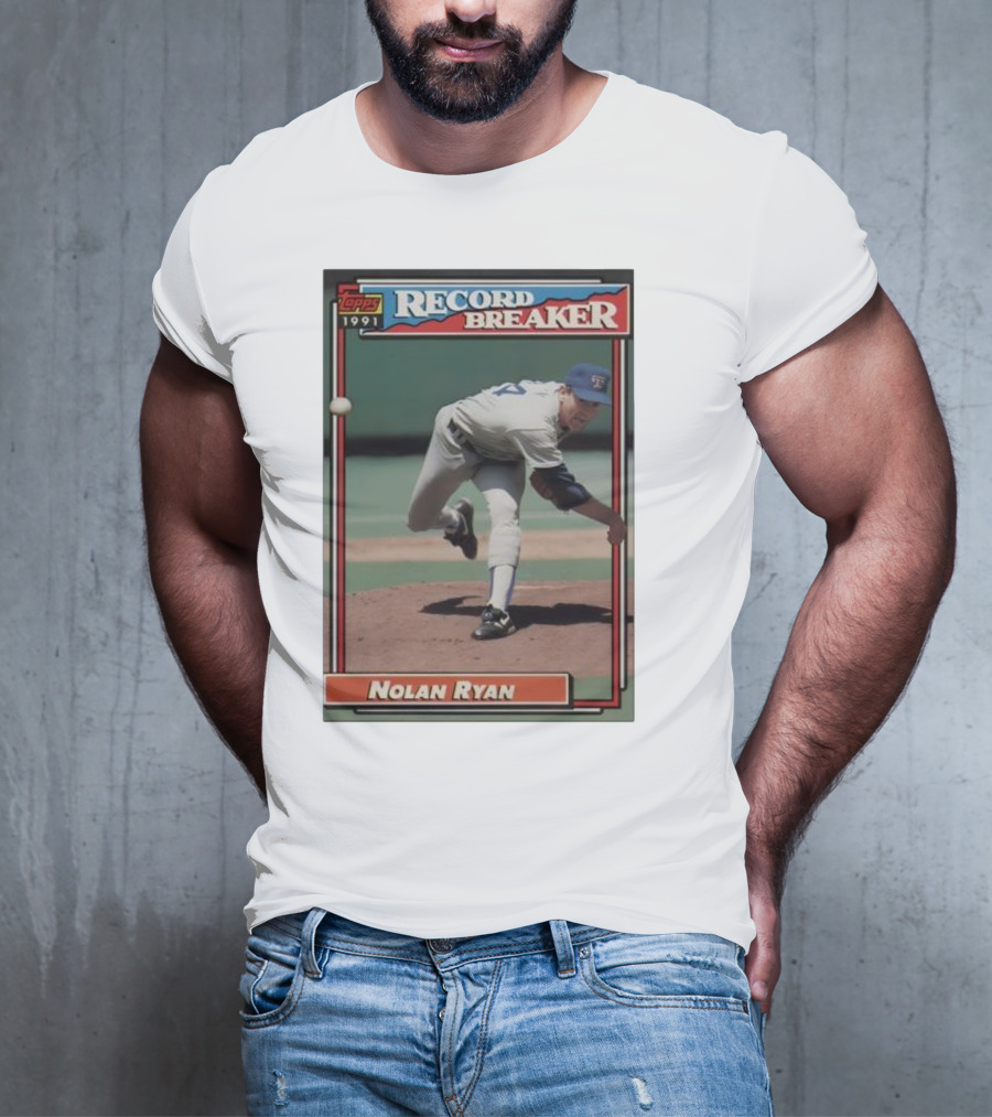 Topps 1991 Nolan Ryan Texas Rangers Record Breaker MLB T-Shirt