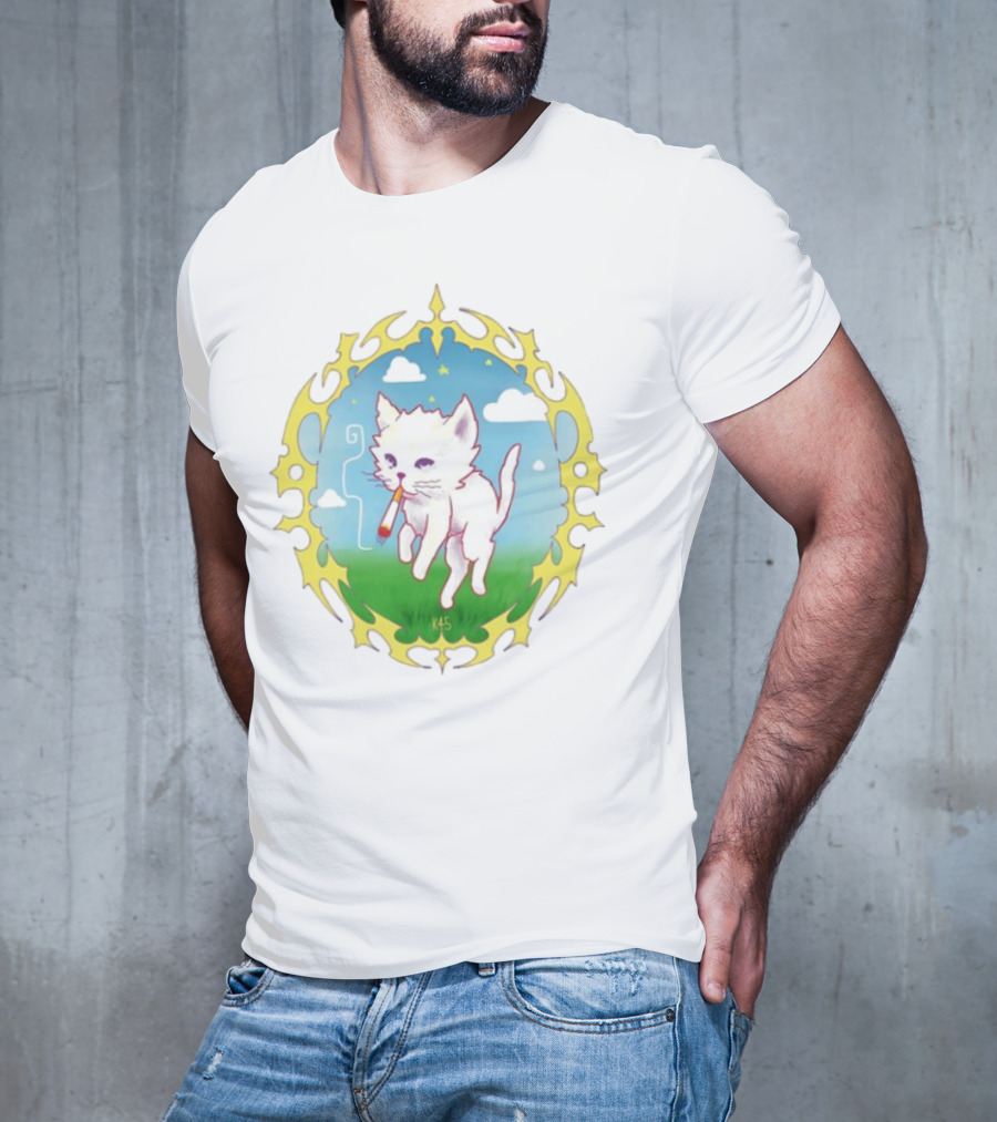 Where's Your Head At Cat Kitties Cosmic Chill Smoke Art T-Shirt