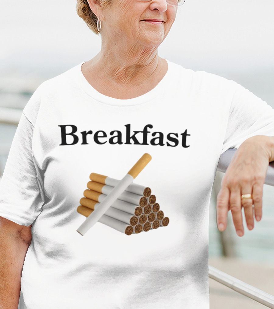 Breakfast Cigarette Stacked Cigarettes Pyramid T-Shirt