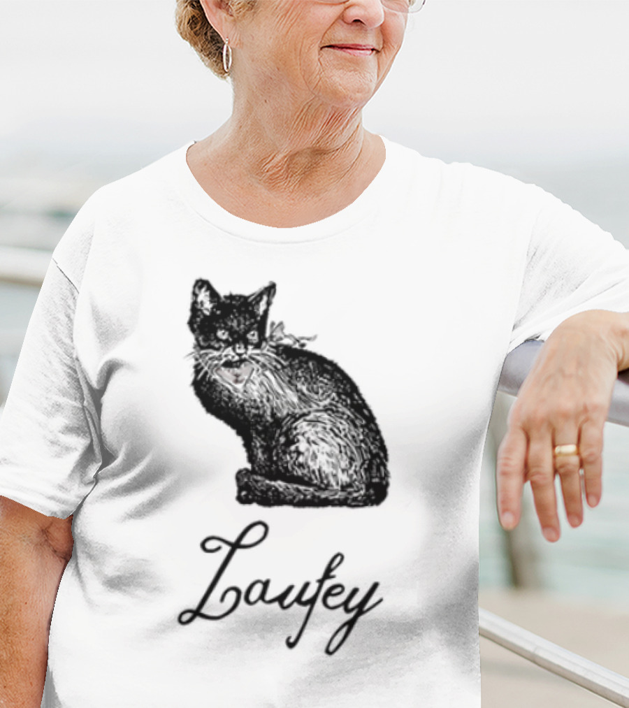Laufey Black Cat Red Bow Silhouette T-Shirt