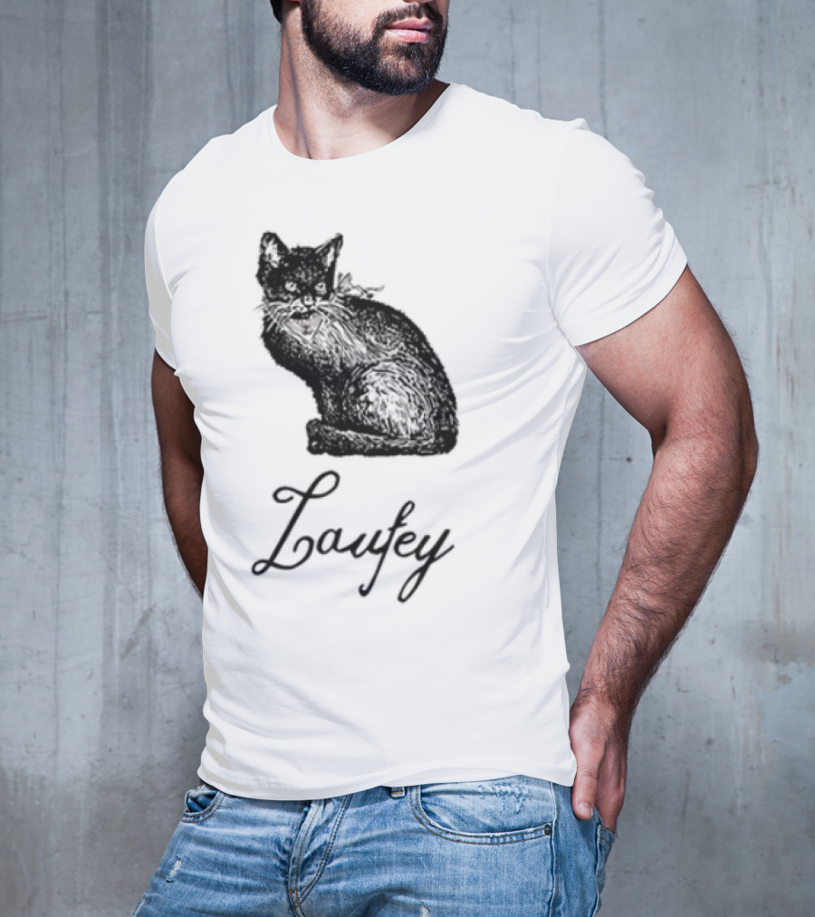 Laufey Black Cat Red Bow Silhouette T-Shirt