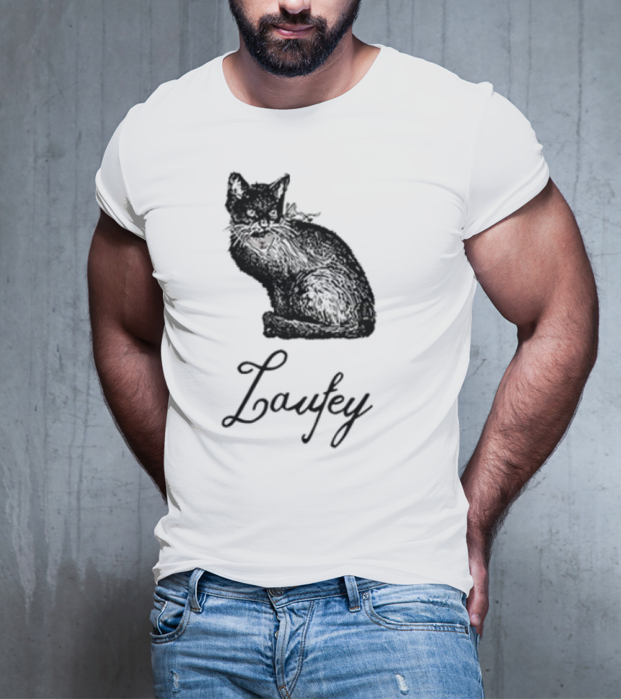 Laufey Black Cat Red Bow Silhouette T-Shirt