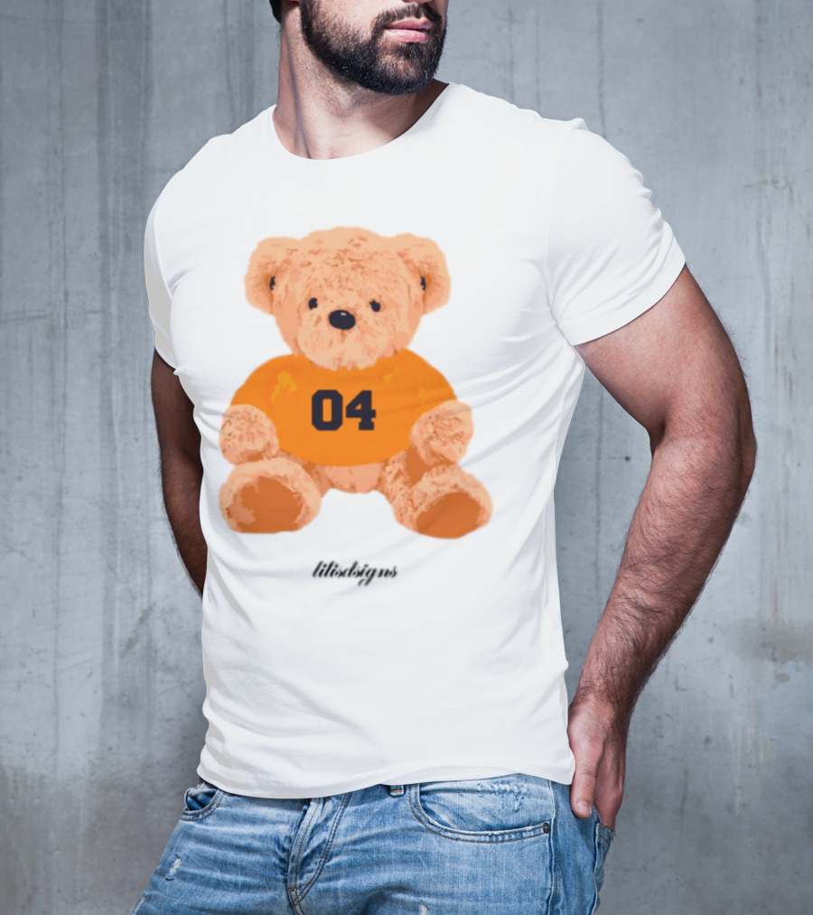 Lilisdsigns 04 Teddy Bear Plush Toy In Orange T-Shirt