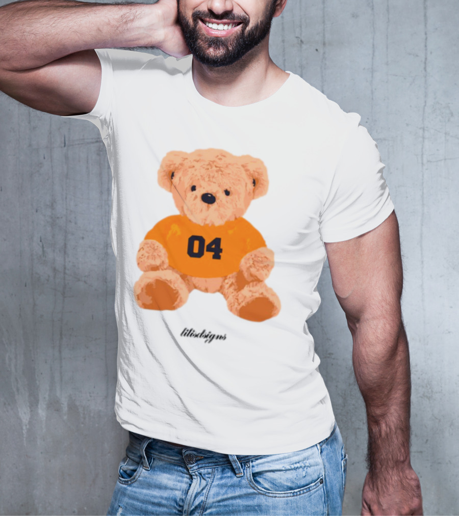 Lilisdsigns 04 Teddy Bear Plush Toy In Orange T-Shirt